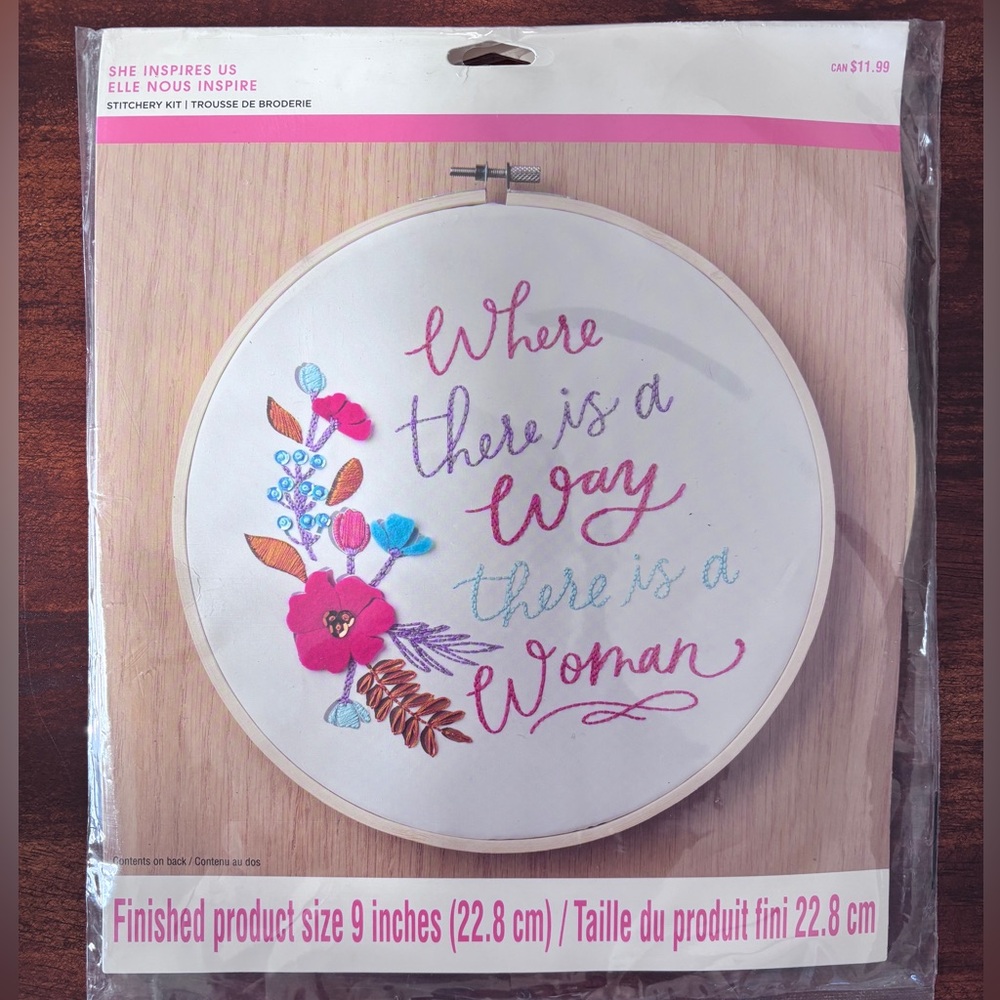Embroidery Kit Stitchery Art Wooden Hoop Floral Inspirational DIY